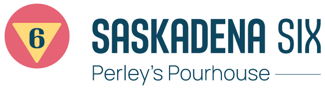 Logo for Saskadena Six with a shield and number 6.